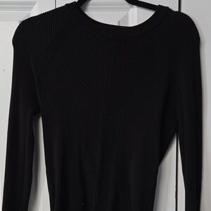 Nine West Black Ribbed Long Sleeve Top